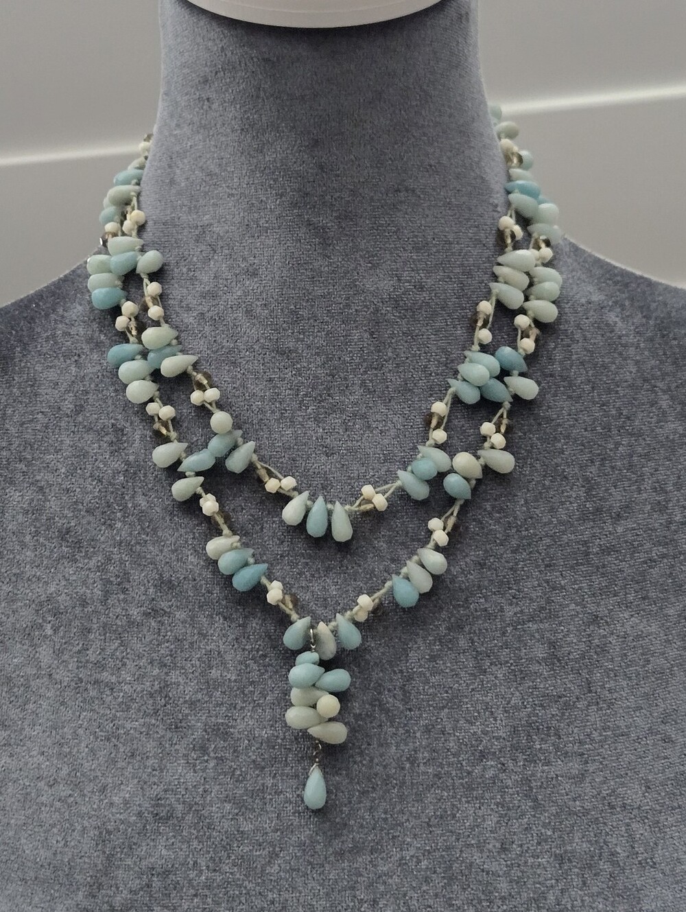 Ann Taylor Double-Strand Aqua Necklace